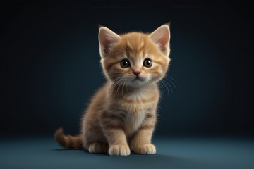 Fototapeta premium a small kitten sitting on a blue surface