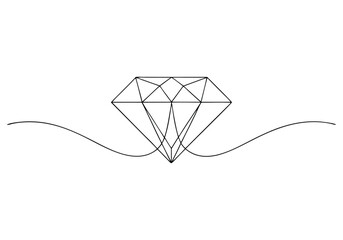 Continuous One-Line Drawing of a Diamond - Minimalist Luxury Art
