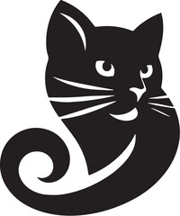 Cat Silhouette line art vector illustration on white background