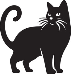 Cat Silhouette line art vector illustration on white background