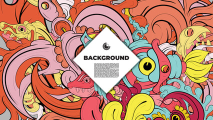 Obraz premium Vibrant and Playful Colorful Abstract Doodle Art Design for Posters, Book Covers, Flyers, Digital Backgrounds, Prints, and Wall Decor, Ideal for Modern and Creative Project