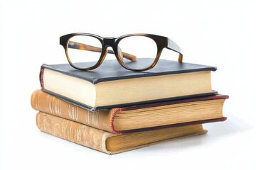 Eyeglasses resting on a stack of vintage books. (11)