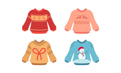 Cartoon christmas ugly sweaters colection