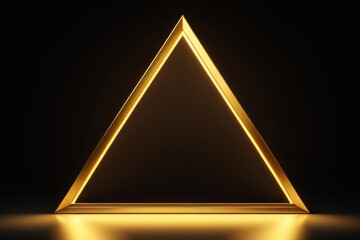 a gold triangle with a light shining on it