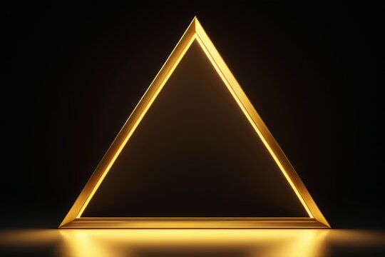 a gold triangle with a light shining on it