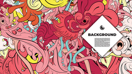 Colorful doodle art with various elements. it is suitable for background, book cover, cover, template, flayer, summer project. it is also useful for coloring book project.