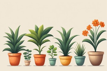 a row of potted plants