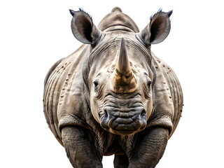 Fototapeta premium Rhino.This powerful close-up photograph full isolated on white background