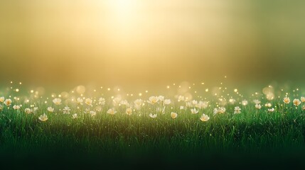 Obraz premium Enchanting Meadow at Golden Hour with Sparkling Lights