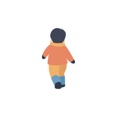 Child Walking in Winter Coat Illustration