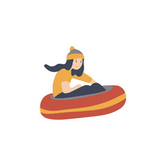 Person Riding a Snow Tube with Excitement Illustration