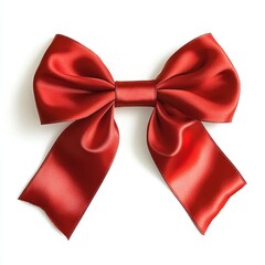 Red satin ribbon bow isolated on white background. (1)