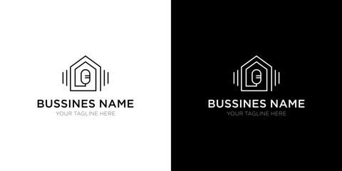 Real estate podcast logo template. podcast home communication logo
