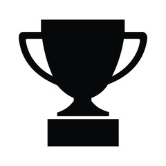 Trophy icon, silhouette, vector, outline, illustration isolated on white background.