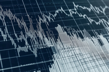 Naklejka premium Financial data visualization with stock market trends and graphs Generative Ai
