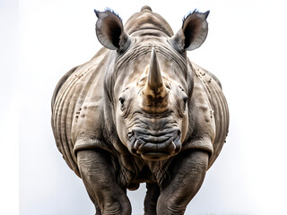 Obraz premium Rhino.This powerful close-up photograph full isolated on white background