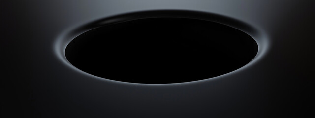 An abstract image featuring a dark, circular void or hole with subtle lighting around the edges, creating a sense of depth, mystery, and emptiness.