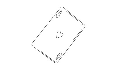 line art of ace of heart card illustration