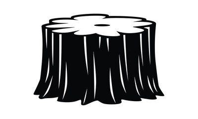 Wood tree stump cut down icon, silhouette, outline, vector, illustration, isolated on a white background