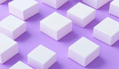 Obraz premium White cubes arranged on a purple background.