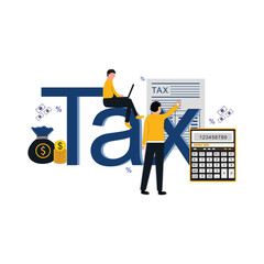 Flat illustration Tax planning, financial strategy for tax optimization, reduction or refund, income or revenue management, taxation or calculation concept