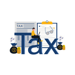 Flat illustration Tax planning, financial strategy for tax optimization, reduction or refund, income or revenue management, taxation or calculation concept