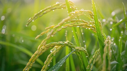 Rice Paddy in Morning Dew