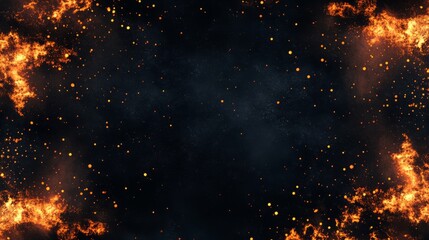Fiery Embers Frame Glowing Hot Coal Border Design