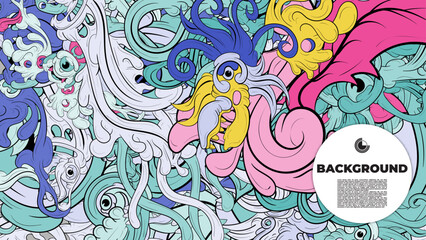 Vibrant and Playful Colorful Abstract Doodle Art Design for Posters, Covers, Flyers, Backgrounds, Prints, and Wall Decor, Perfect for Adding a Creative Touch to Any project