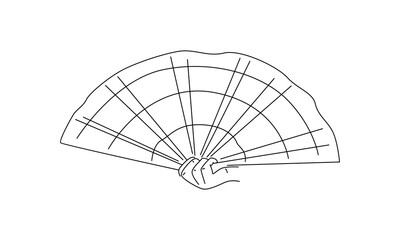 line art of hand holding hand fan