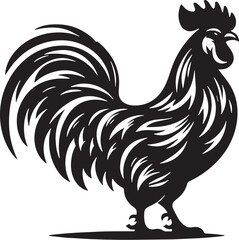 Chicken Silhouette line art vector illustration on white background