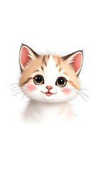 A cute phone HD wallpaper with a white background and a tiny, hand-drawn kitten face in the center.

