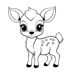 Adorable farwns  baby dear with big eyes simple line drawing coloring pages for toddlers illustration vector. This coloring page is ideal for children coloring book aged 1-3