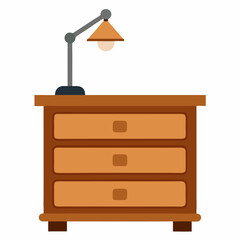 wooden drawer with lamp vector icon on white background