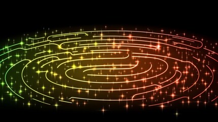 Fototapeta premium Glowing Circular Maze with Sparkling Stardust Effect