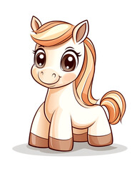 Fototapeta premium A cartoon horse with a big smile on its face. The horse is standing on a white background