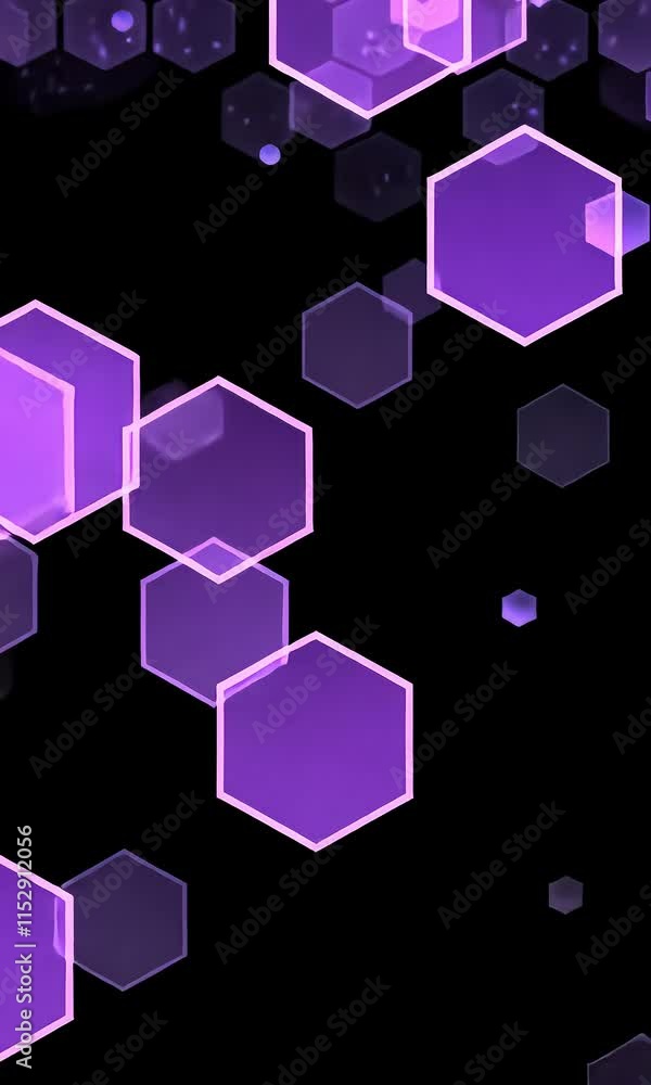 Fototapete Video with dark background with hexagons for mobile app. Modern dark abstract video. Hexagon pattern. Gradient web ui design. Mobile app interface. 