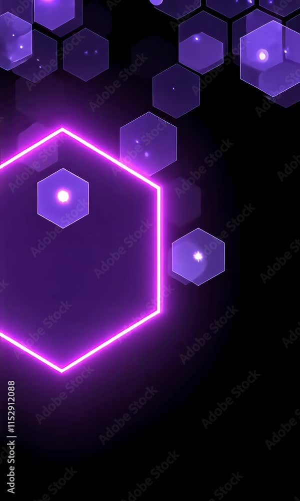 Fototapete Video with dark background with hexagons for mobile app. Modern dark abstract video. Hexagon pattern. Gradient web ui design. Mobile app interface. 