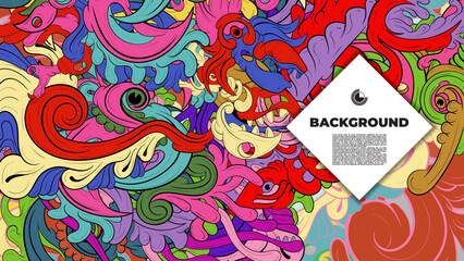 colorful psychedelic illustration for any design such as background, music festival, bookcover, summer flayer, homepage, landing page.