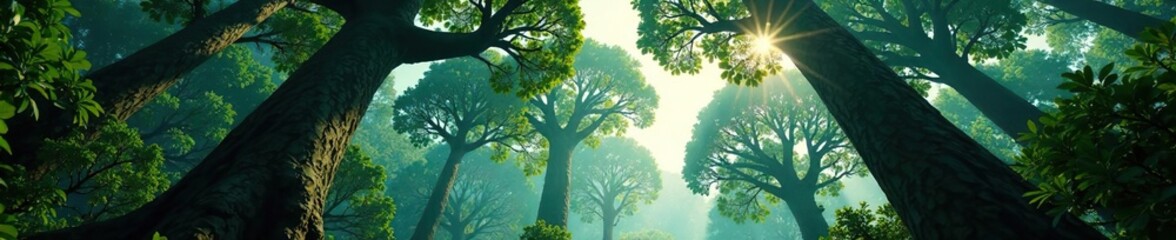 Obraz premium Towering emergent trees in the heart of the rainforest, tree branches, exotic, emergent trees