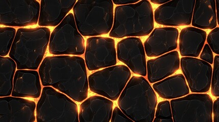 Glowing Lava Rock Texture Seamless Pattern Design