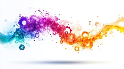 Fototapeta premium Colorful Abstract Background with Gears and Flowing Shapes
