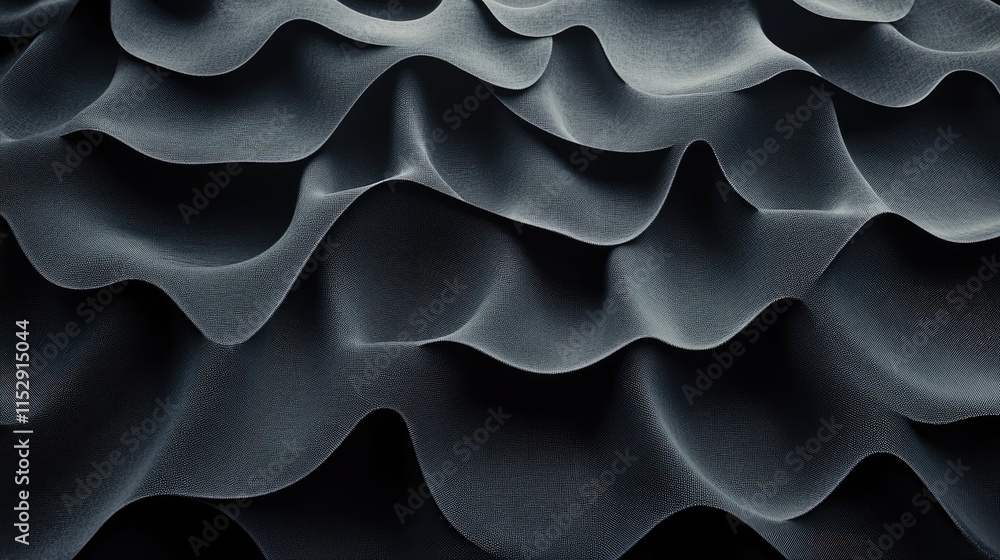 Aufkleber ethereal black waves of textured fabric in soft flowing patterns