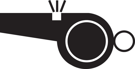 Referee whistle icon in flat style. Equipment for sports, football, fitness. Sound blowing tool. Accessory for trainer, police, lifeguard duty and referee vector isolated on transparent background.