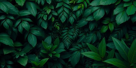 Dark and moody botanical background featuring tropical leaves with faded background, tropical, jungle