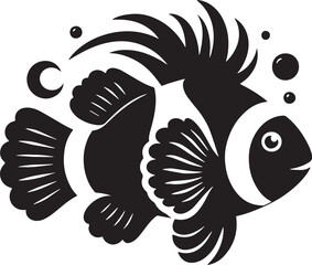 Clownfish Silhouette line art vector illustration on white background