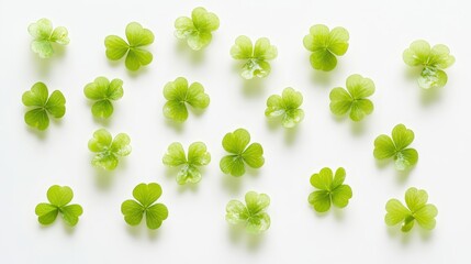 Four clover isolated on white background, Lucky clover leaves with four leaf,Clover flowers background,Patricks day watercolor clipart,Spring flower pattern,St. Patrick s day seamless pattern.