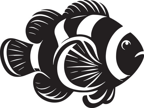 black and white clownfish graphic clip art preview