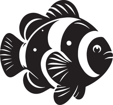 black and white clownfish graphic clip art preview