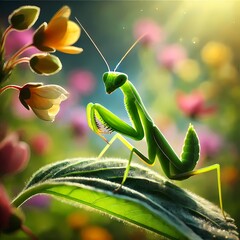 Naklejka premium praying mantis on a branch